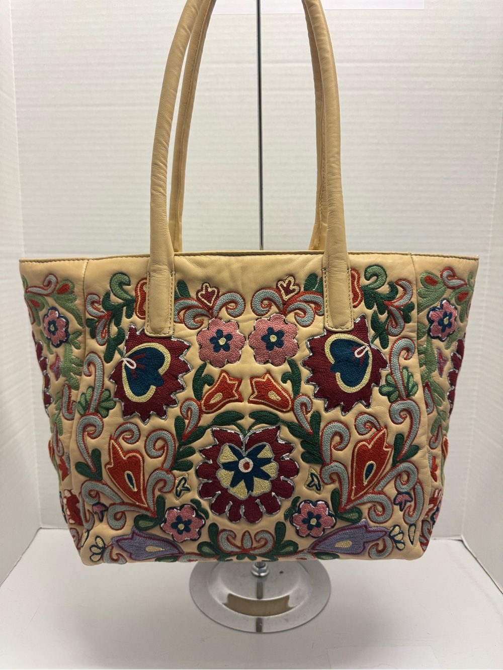Clever Carriage Bodrum Leather Embroidered Tote